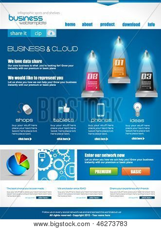 Modello di sito Web per scopi commerciali e cloud aziendali. Ideale per società Blog con alta classe 