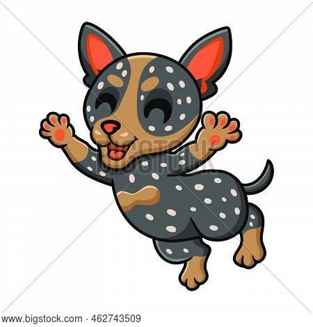 Vector Illustration Of Cute Australian Cattle Dog Cartoon
