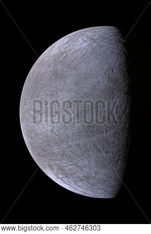 Europa, One Of The Moons Of Planet Jupiter, View In Blue Filter.
