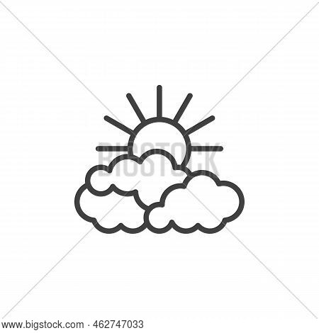 Sun Clouds Line Icon Vector & Photo (Free Trial) | Bigstock