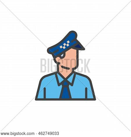 Taxi Driver Filled Outline Icon, Line Vector Sign, Cab Driver Linear Colorful Pictogram Isolated On 