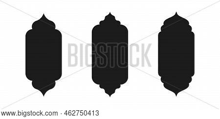 Islamic Shape Of A Window Or Door Arch. Arab Frame Set. Ramadan Kareem Silhouette Icon. Mosque Gate.