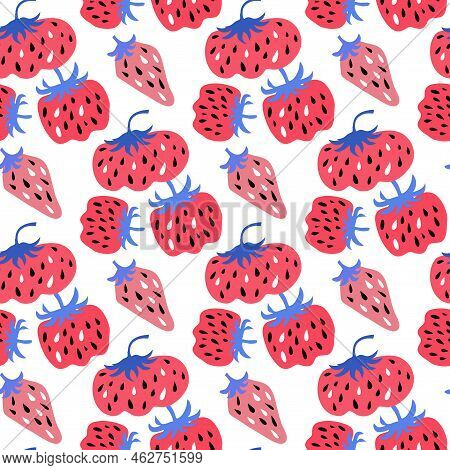 Modern Cute Seamless Pattern With  Pink And Red Strawberry For Summer Design Textile, Paper, Cover, 