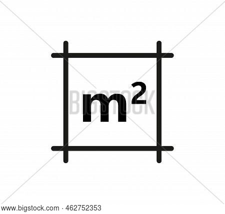 Square Meter Icon. M2 Sign. Flat Area In Square Metres . Measuring Land Area Icon. Place Dimension P