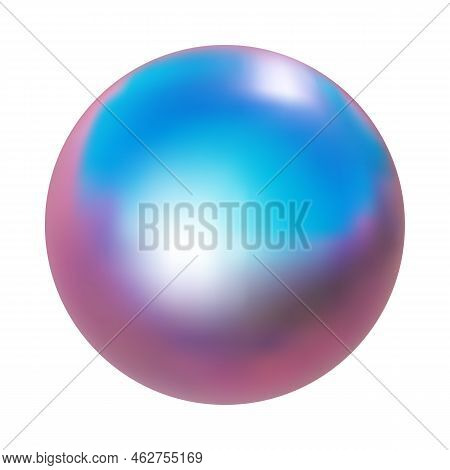 3d Pink Blue Metal Neon Gradient Shere Render. Vector Abstract Ball. Futuristic Iridescent Holograph