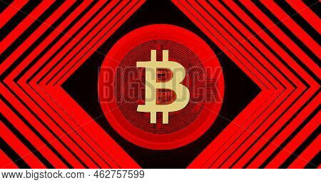 Bitcoin Value Rising Down ( Btc )bitcoin Falling Price. Price Fall Drop Concept . 3d Rendering