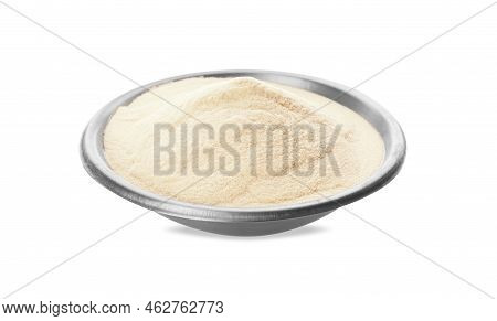 Bowl Of Agar-agar Powder Isolated On White
