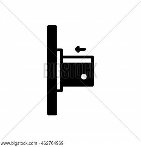 Black Solid Icon For Insertion Card Atm Electronic Machine Payment Transaction Insert Withdrawal