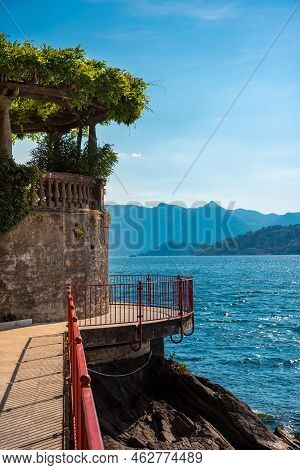 Beautiful Panorama Of Lake Como With A Small Coastal Town, Famous Tourism Destination