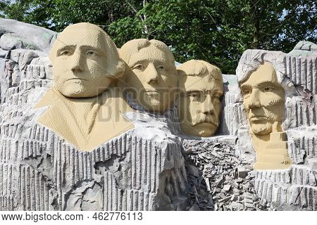 Billund, Denmark - May 26, 2014: Mount Rushmore At Legoland Resort In Billund, Denmark