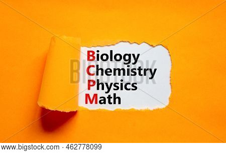 Bcpm Biology Chemistry Physics Math Symbol. Concept Words Bcpm Biology Chemistry Physics Math On Whi