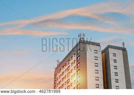 Panel Antenna Of Gsm Dcs Umts Lte Bands And Radio Unit As Part Of Communication Equipment Of Basic S