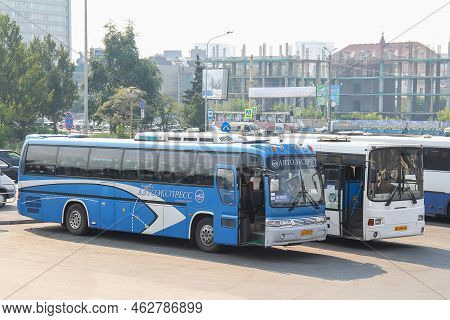 Chelyabinsk, Russia - July 18, 2012: Coach Bus Kia Granbird At The Bus Station.