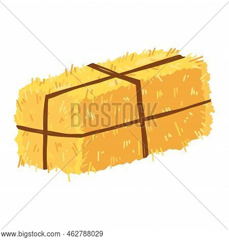 Agricultural Haycock In Cartoon Flat Style, Rural Hay Rolled Stack, Dried Farm Haystack. Vector Illu