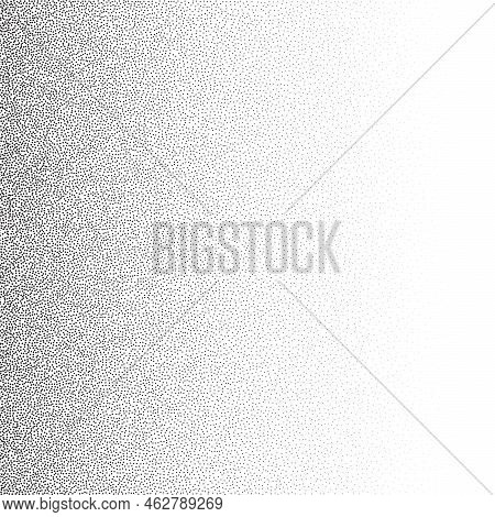Grain Stippled Gradient. Faded Stochastic Dotwork Texture. Random Grunge Noise Background. Black Dot
