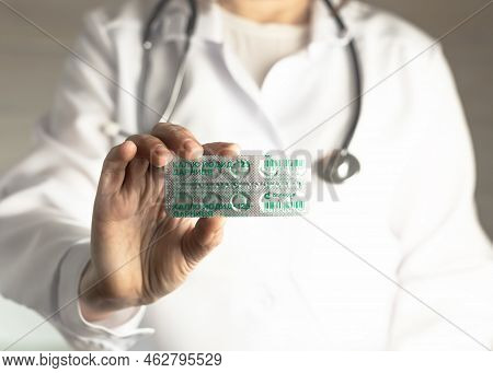 Kyiv, Ukraine, October 2022 - Potassium Iodide Tablets For Use In Case Of Radioactive Contamination.
