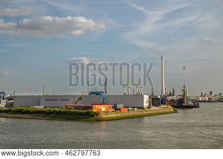 Rotterdam, Netherlands - July 11, 2022: Kuehne+nagel Logistics Builidngs At 2nd Petroleumhaven Under