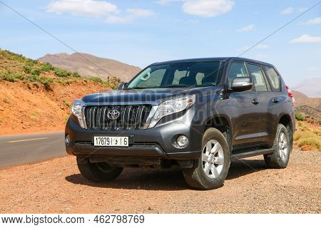 Al Haouz Province, Morocco - September 23, 2019: Offroad Car Toyota Land Cruiser Prado 150 In The At