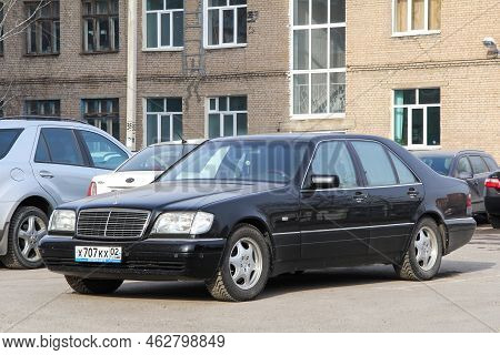 Ufa, Russia - February 22, 2012: Old Luxury Car Mercedes-benz S-class (w140) In The City Street.