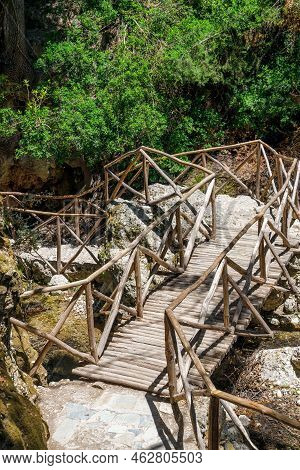 Walking Trail In The Valley Of Butterflies. The Petaloudes Valley Nature Reserve In Rhodes, Greece, 