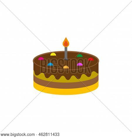 Cartoon Cake. Sweet Food. Holiday Greeting Card Design. Vector Illustration. Stock Image.