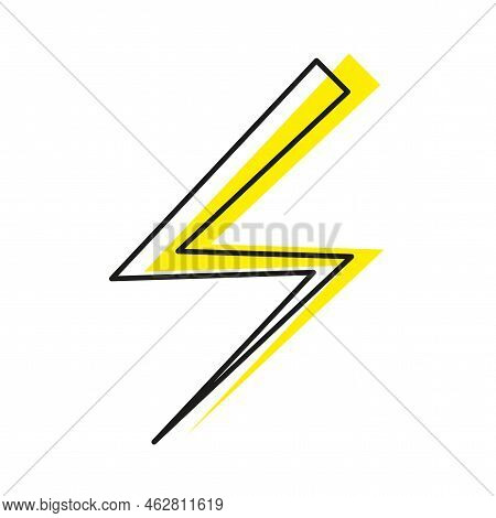 Flat Lightning Yellow. Flat Warning Symbol. Yellow Lightning. Yellow Bolt. Vector Illustration. Stoc