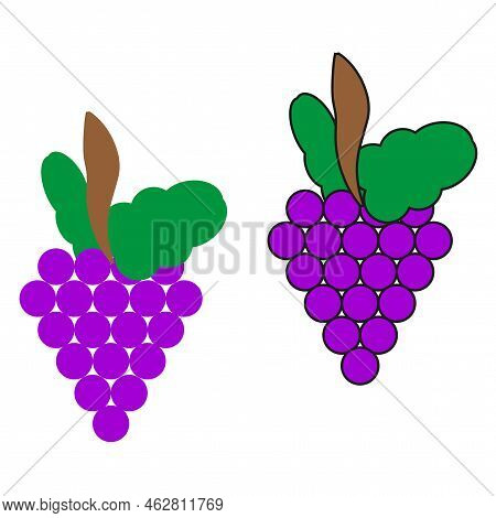 Cartoon Bunch Of Grapes. Sweet Food. Natural Background. Vector Illustration. Stock Image.