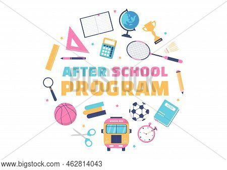 Students Leave School Building After Class Or Program And Back To Home In Template Hand Drawn Cartoo