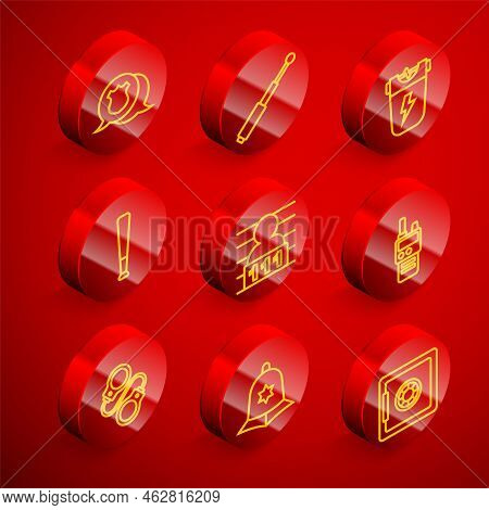 Set Line Police Badge, Telescopic Baton, Electric Shocker, Baseball, Suspect Criminal, Walkie Talkie