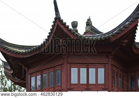Haren, Netherlands - May 23, 2022: Beautiful View Of Oriental Building In Chinese Garden