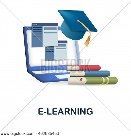 E-learning Icon. 3d Illustration From E-learning Collection. Creative E-learning 3d Icon For Web Des