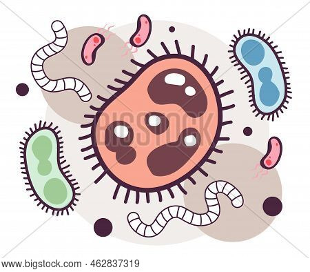 Evolution Of Life Forms On Earth. First Microorganisms, Cells And Bacterias.