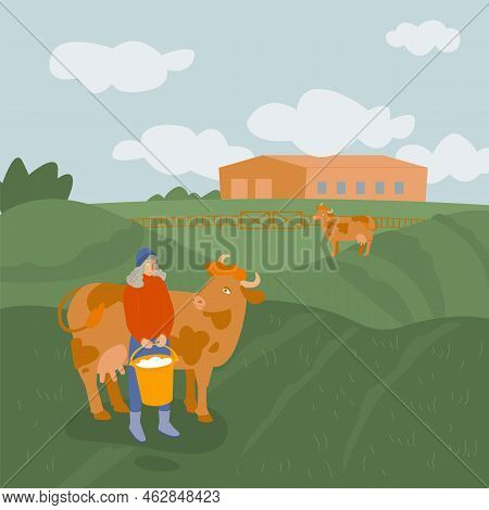 Cruelty Free Cow Protection Model. Vector Illustration