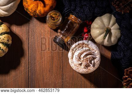 Pumpkin Spice Latte In A Glass Mug