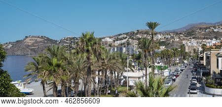View Of The Promenade Of The Town Of Almuñecar In The Province Of Granada, Region Of Andalusia, Spai