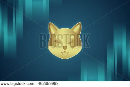 Shiba Virtual Currency Visuals On A Colorful Background. 3d Illustrations.