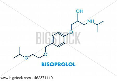Bisoprolol Concept Chemical Formula Icon Label, Text Font Vector Illustration