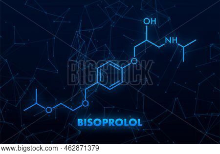 Bisoprolol Concept Chemical Formula Icon Label, Text Font Vector Illustration
