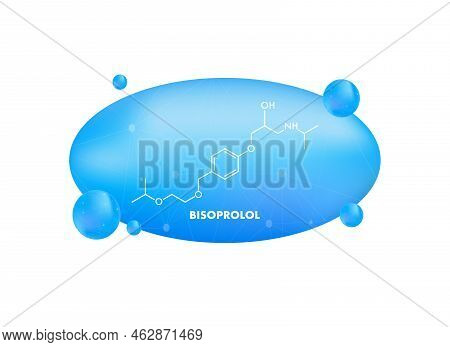 Bisoprolol Concept Chemical Formula Icon Label, Text Font Vector Illustration