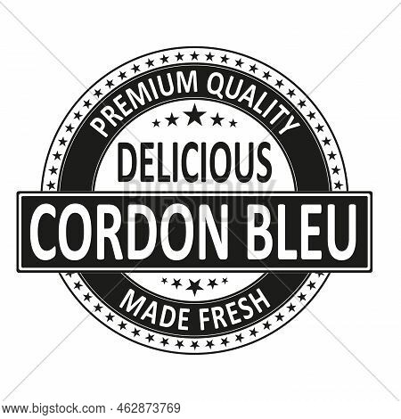 Cordon Bleu. Stamp Vector. Food Recipe Illustration, Engraving, Ink, Line Art, Vector.