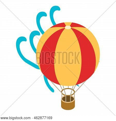 Air Balloon Icon Isometric Vector. Big Multicolored Aerostat Flying In Airflow. Airballoon, Air Tran
