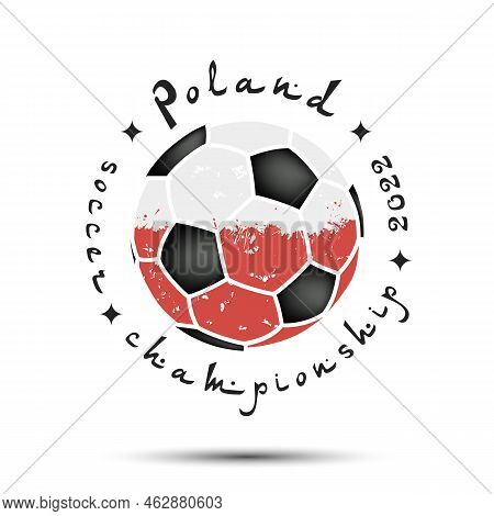 Soccer Ball With Poland National Flag Colors