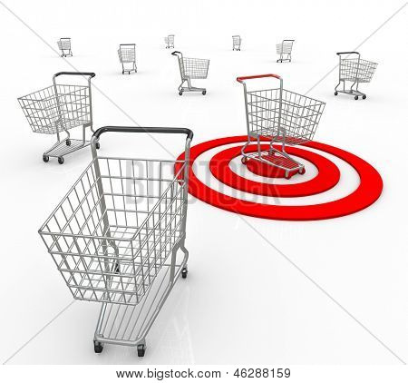 Um alvo vermelho alveja um cliente exclusivo fora vários consumidores para uma empresa ou negócio possa ide
