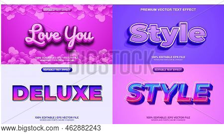 Bundle Of Editable Text Effect Design Vector. Set Of Editable Text Effect Design. Modern Editable Te