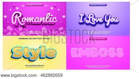 Bundle Of Editable Text Effect Design Vector. Set Of Editable Text Effect Design. Modern Editable Te