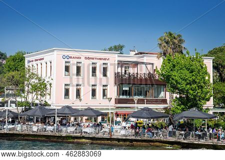 Istanbul, Turkey - May 21, 2022: Logo Of The Restaurant Sabanci Ogretmenevi In Istanbul. It's Partof