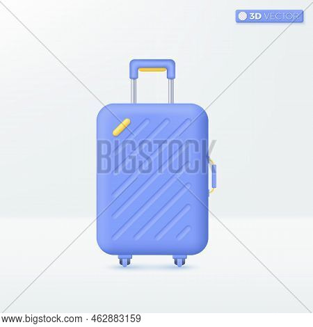 Travel Bag Icon Symbols. Suitcase, Trip Planning, Service, Tourism And Travel Concept. 3d Vector Iso