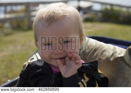 Ratan, Norrland Sweden - July 29, 2022: Little Guy Sucks His Fingers