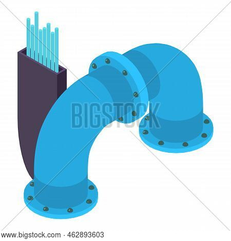 Professional Equipment Icon Isometric Vector. Welding Rods, Part Of Curved Pipe. Industrial Equipmen