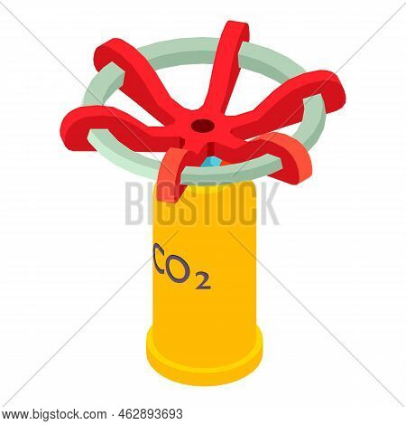 Metallurgy Equipment Icon Isometric Vector. Carbon Dioxide Gas Balon, Round Valve. Steel And Iron In